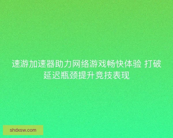 速游加速器助力网络游戏畅快体验 打破延迟瓶颈提升竞技表现